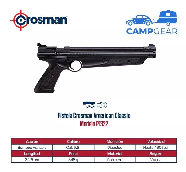 PISTOLA CROSMAN AMERICAN CLASSIC CAL.22 P1322/55642 AMERICAN CLASSIC