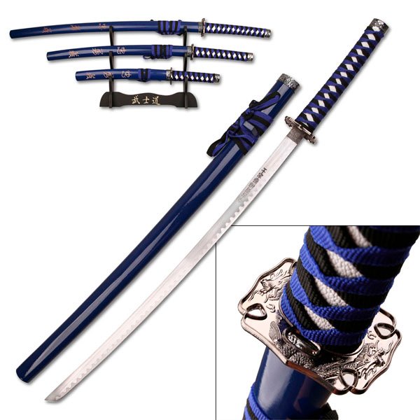 JUEGO DE ESPADAS SAMURAI, KATANAS DE 3 PIEZAS  SW-68LBL4