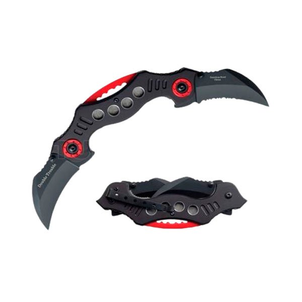 NAVAJA TÁCTICA KARAMBIT CLAW NEGRA Y ROJO, DOBLE HOJA  SE-810BK