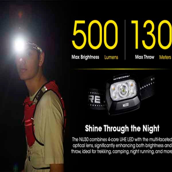 LINTERNA DE CABEZA RECARGABLE USB-C 500 LUM NU30